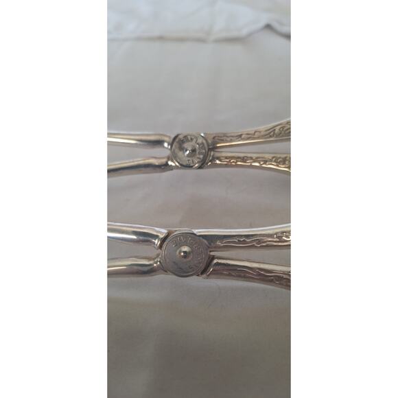 Vintage Silverplate Pastry Tongs 8.5" Ornate Floral Scroll Design - Picture 4 of 8